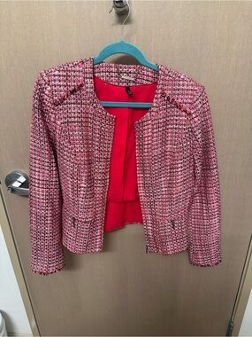 White House Black Market Pink Tweed Blazer size 8